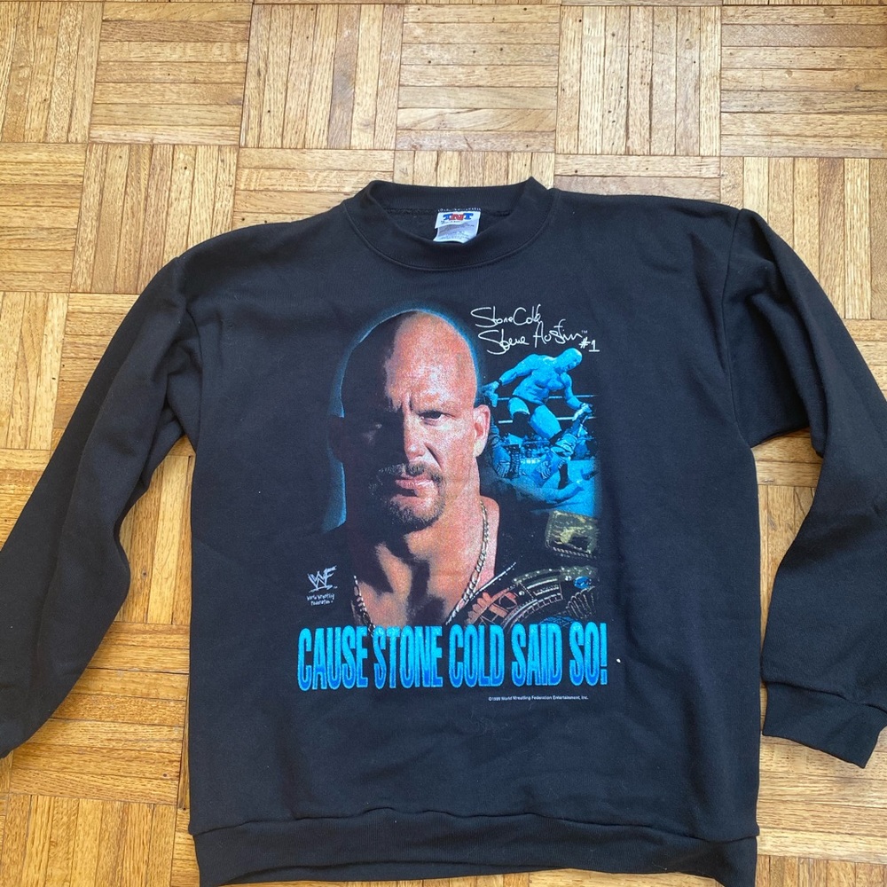 90s Vintage Stone Cold Steve Austin WWE WWF Crew Neck Sweater - Youth XL